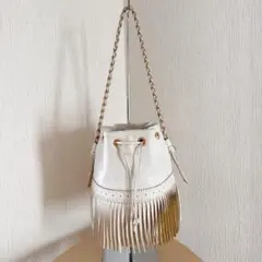 J&M Davidson カーニバル 白 M 2WAYフリンジショルダーバッグ