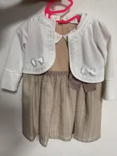 80サイズ　フォーマルドレス ジャケット付き ホワイト/ベージュ