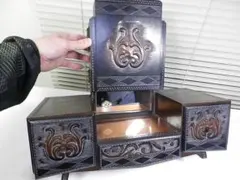 昭和レトロ ホープ 鏡台 三面鏡 木彫り アンティーク - メルカリ