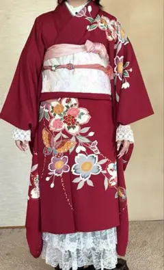 中振袖 金駒刺繍 金彩 ちりめん 古典柄☆美品 成人式 結婚式