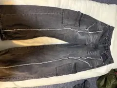 ダメージ加工ダークグレーMサイズデニムパンツ
