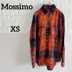 【Mossimo 】XSボーイフレンドシャツ チェック柄長袖オレンジ/赤/紺
