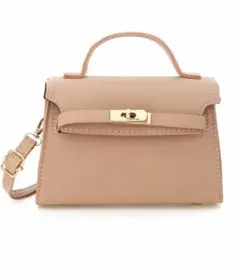 PU レザー ゴールド金具 ショルダーバッグ ベージュ