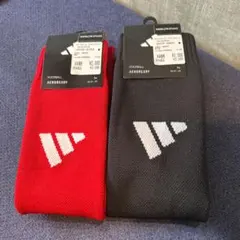 【新品】キッズadidasソックス サッカー　19-21 赤／黒