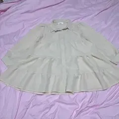 クリーム色 ティアードチュニック 長袖