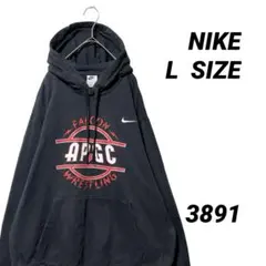 NIKE パーカー ブラック L スウッシュ 刺繍ロゴ レスリング