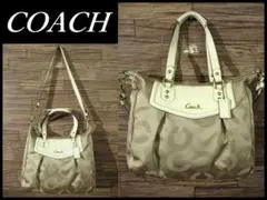 G② TA197 コーチ F20068 オプアート Cロゴ 総柄 ハンド バッグ