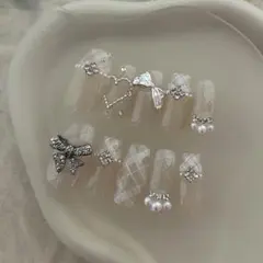 ネイルチップ チェックネイル オタクネイル リボン