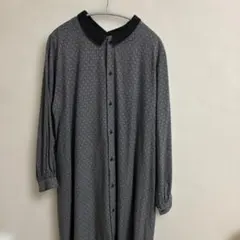 黒と白のパターン 長袖シャツワンピース