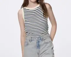 GU ノースリーブニット　ボーダーニット　XLサイズ