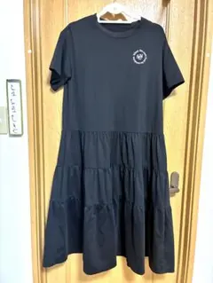 FRIFUL ブラック 半袖ティアードワンピース‼️