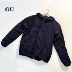 ジーユー GU フード付きナイロンジャケット S ブラック スポーツウェア