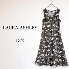 Laura Ashley ローラアシュレイ 花柄 半袖ワンピース ロング 9号