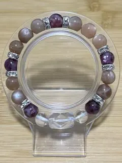 92.オレンジムーンストーンとレピドライトのブレスレット