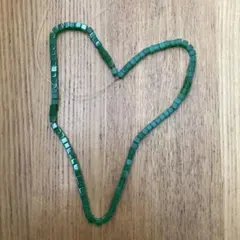 天然石風キューブ　グリーン　ビーズ　グリーンジェード色　約41cm エメラルド色