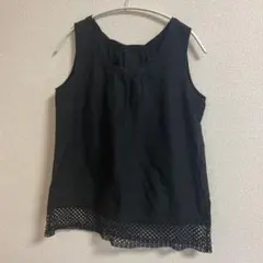 ゆ*☆様 黒のノースリーブチュニック レースの裾付き