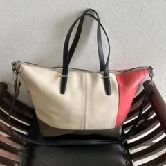 COACH ショルダーバッグ 2way A4 通勤 ベージュ　バイカラー