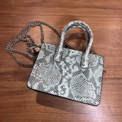 H&M パイソン柄 2WAY ミニバッグ チェーン付