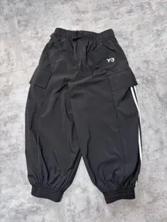 【美品】Y-3 ナイロン ワイドカーゴパンツ 3ストライプ 黒 Sサイズ