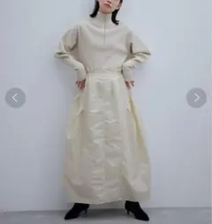 アダムエロペ タフタドッキングワンピース ニット ボリューム マキシ　2way