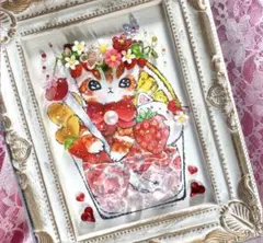 カクテルにゃんこ 猫 インテリア シーグラスアート 玄関飾り イラスト