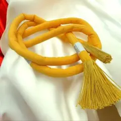丸ぐけ　振袖　帯締め　撚り房　黄色　正絹　新品　　#1428