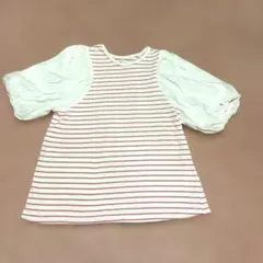 バルーン袖ボーダー半袖T