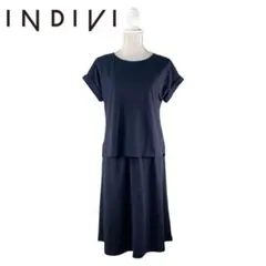 04T411☆ INDIVI 半袖 ブラウス スカート上下 セットアップ 春夏