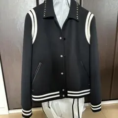 VALENTINO スタッズ付き ブラックスタジャン テディジャケット 44 