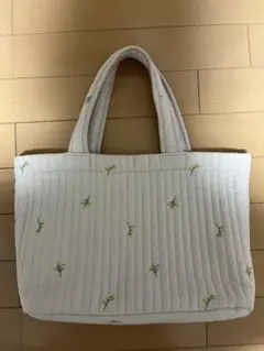 ヌビバッグ ミモザ刺繍 マチあり サブバッグ