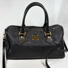 MCM エムシーエム　ヴィセトス柄　ブラック ハンドバッグ ロゴプレート