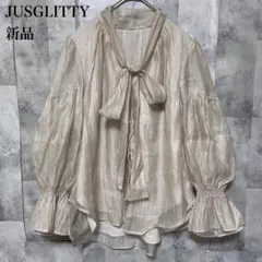⚠️最終価格【JUSGLITTY】プチラメドットボウタイブラウス 新品のサムネイル