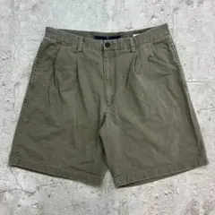 NAUTICA　チノショーツ　W35　カーキ　無地　古着　２タックのサムネイル