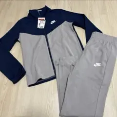 新品NIKEキッズ長袖ジャージ上下セット160cmネイビーグレーバックロゴ