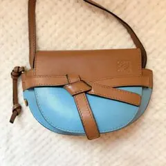 LOEWE ロエベ ゲートミニ レザー ショルダーバッグ ブラウン ベージュ 