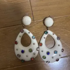 アイボリー カラフルストーン ピアスのサムネイル
