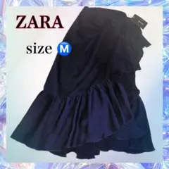 新品タグ付きZARA ザラネイビー フレアスカート Mサイズ