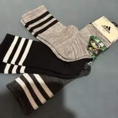 新品　アディダス　キッズ　ソックス　消臭　靴下　3足組　3本ライン　クルー丈
