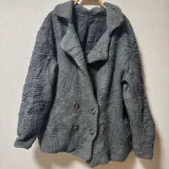 ⭐️1点もの⭐️ボア ダブルブレストジャケット グレー レディース コート