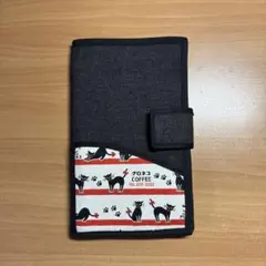 黒猫柄お薬手帳ケース・母子手帳ケース・マルチケースカード5枚収納可能