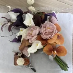 ウェディングブーケ アーティシャルフラワーブーケ　ブートニア付