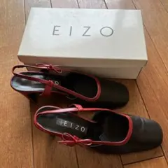 EIZO 黒赤 ストラップ付きミュール 26