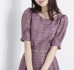 PROPORTION BODY DRESSING シアーチェックブラウス モカのサムネイル