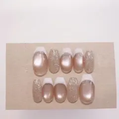 現品　ネイルチップ　フラッシュ　マグネット　フレンチ　シンプル
