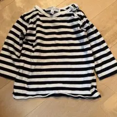 agnès b. 黒と白ストライプ 長袖Tシャツ 18m