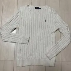 ラルフローレンケーブルニット コットン　M ホワイト　アイボリー