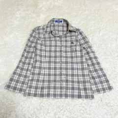 バーバリーブルーレーベル シャツ ノバチェック ベージュ ホースロゴ 長袖 38