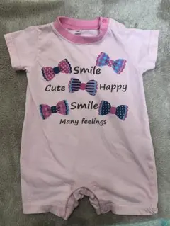 リボンプリント ピンクロンパース