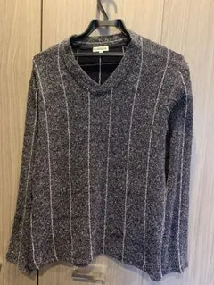 ABAHOUSE ニットセーター サイズ46 グレーとホワイトのストライプ