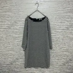 ギャップ GAP ✨ボーダー長袖ワンピース M 黒　白　グレー　チュニックのサムネイル